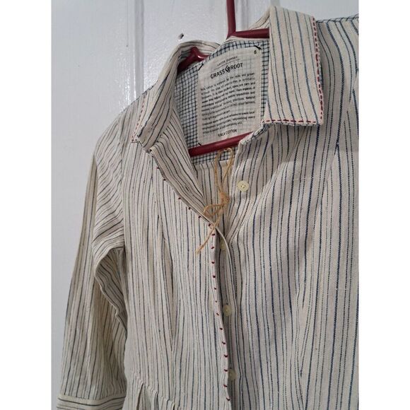 Anita Dongre womens Small ALL NATURAL KALA COTTON Button SHIRT DRESS Beige - Picture 3 of 11